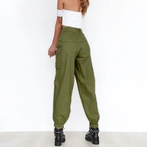 Cargo Pants, Casual Outdoor Elastic High Waisted Baggy Workout Joggers w Pockets